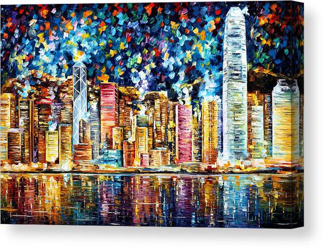 Red Canvas Print Cityscape Fine Art by Leonid Afremov