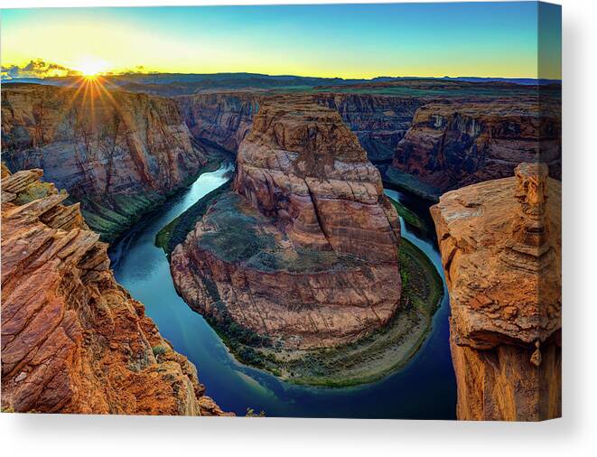 Arizona Canvas Print featuring the photograph Horseshoe Bend Sunset by Raul Rodriguez
