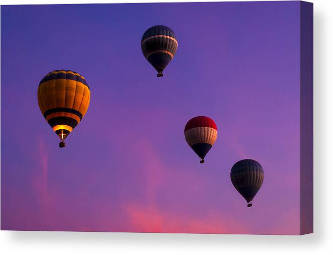 Hot Canvas Print featuring the photograph Hot Air Balloons Floating Over Egypt by Mark Tisdale