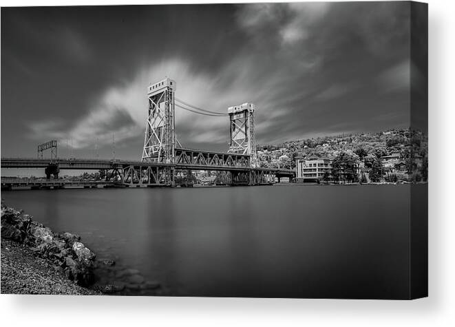 Houghton Canvas Print featuring the photograph Houghton Portage Bridge by James Howe