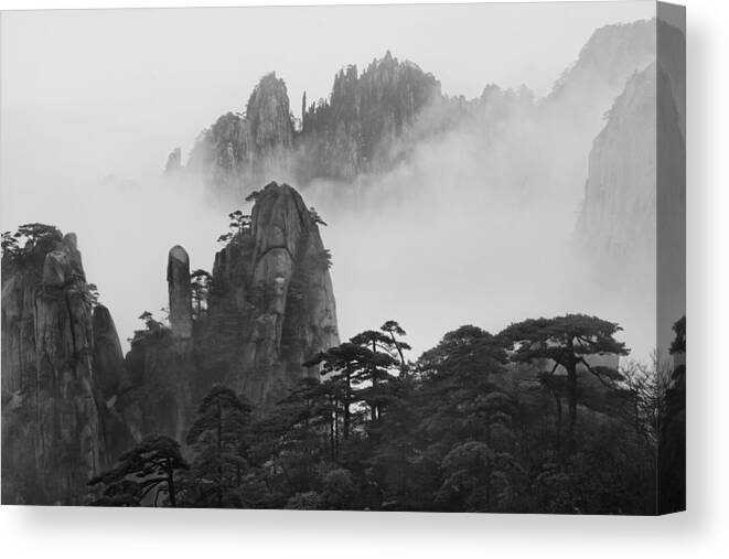 Landscape Canvas Print featuring the photograph Huangshan by Yan Zhang