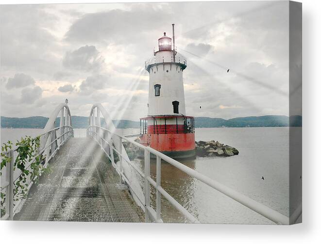Tarrytown Lighthouse Canvas Print featuring the photograph Hudson Light by Diana Angstadt