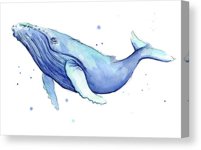 Whale Canvas Print featuring the painting Humpback Whale Watercolor by Olga Shvartsur