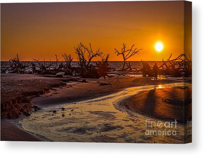 Beaufort Canvas Print featuring the photograph Hunting Island Beach at sunrise by Izet Kapetanovic