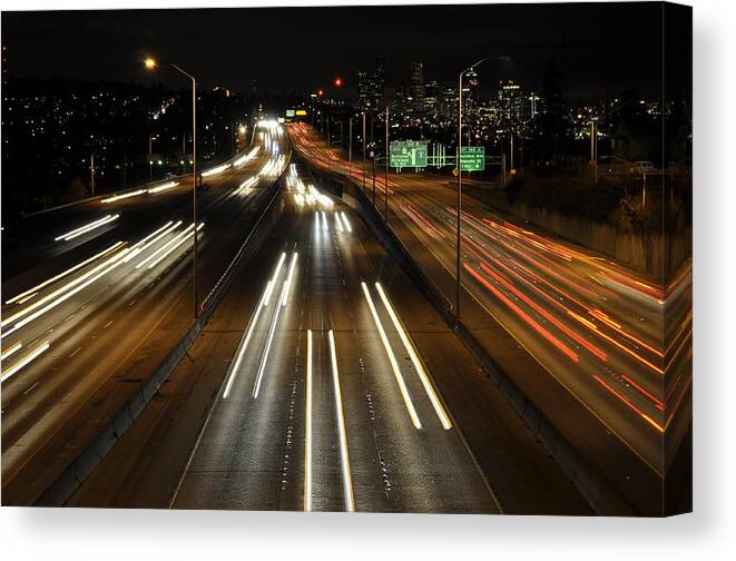 Night Canvas Print featuring the photograph I-5 at Night by Pelo Blanco Photo