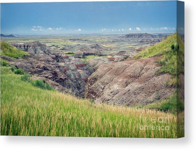Badlands Canvas Print featuring the photograph I Can See For Miles by Karen Jorstad