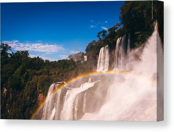 Iguazu Falls Canvas Print featuring the photograph I Keep On Falling by Jose Vazquez