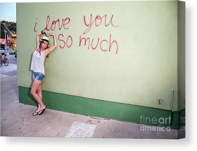 I Love You So Much Canvas Print featuring the photograph I love you so much mural on South Congress is one of Austin by Dan Herron