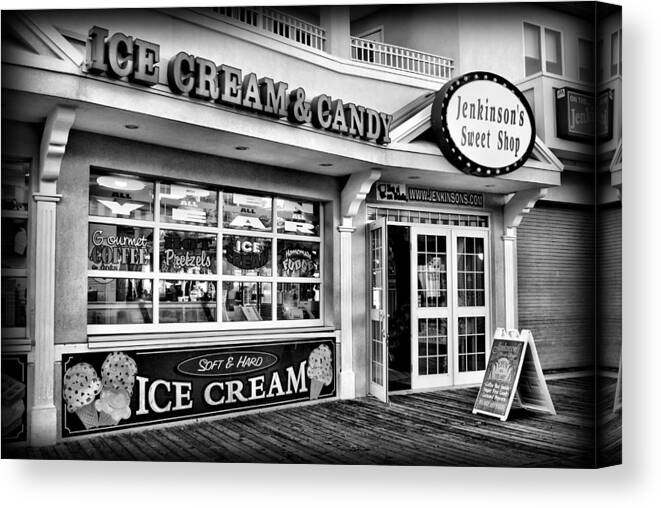 Jersey Shore Canvas Print featuring the photograph Ice Cream and Candy Shop at The Boardwalk - Jersey Shore by Angie Tirado