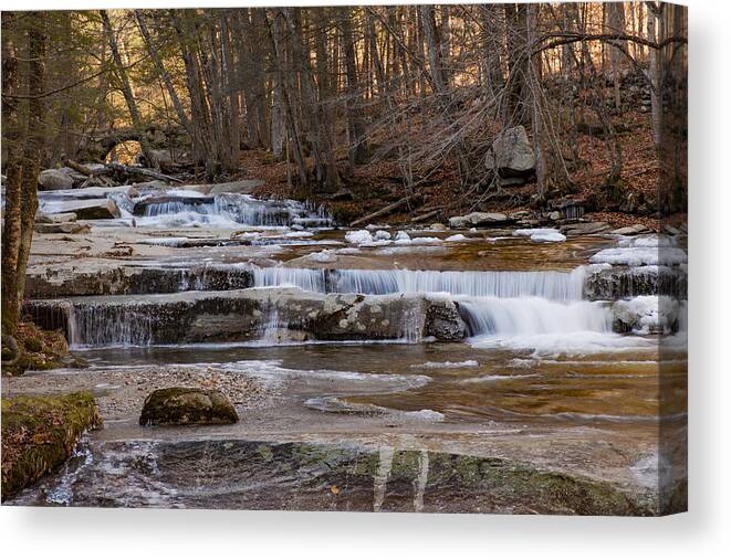 Landscape Canvas Print featuring the photograph Ice on Fall Stream by Vance Bell