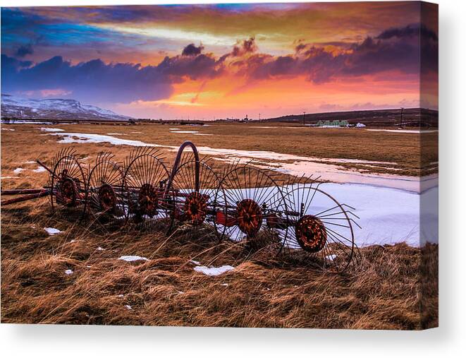 Sunset Canvas Print featuring the photograph Iceland Sunset # 1 by Tom and Pat Cory