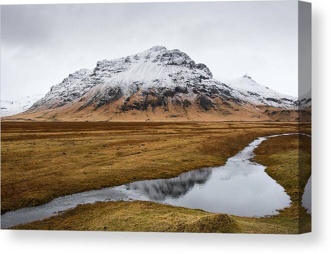 Icelandic Canvas Print featuring the photograph Icelandic mountain Landscape by Michalakis Ppalis