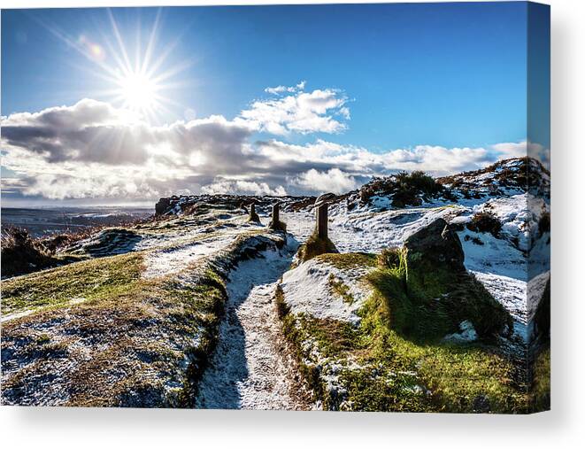 Peak District Canvas Print featuring the photograph Icey Path in the Peaks by Nick Bywater