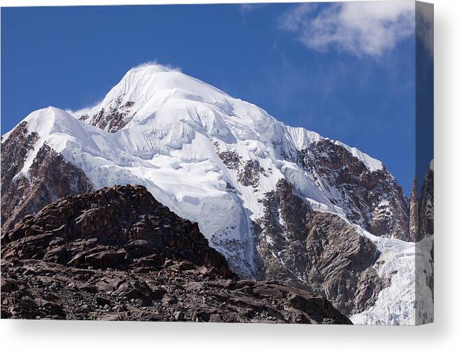 Illampu Canvas Print featuring the photograph Illampu Mountain by Aivar Mikko