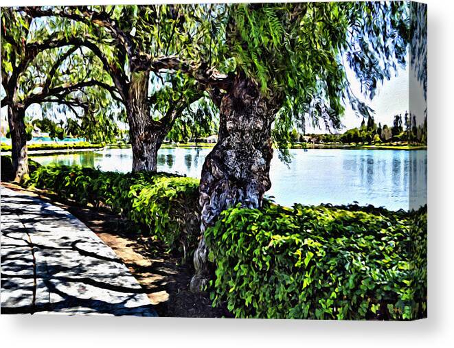 Impressions From A Park Canvas Print featuring the digital art Impressions From A Park - Three by Glenn McCarthy Art and Photography