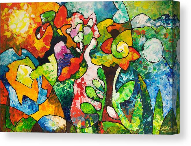 Abstract Canvas Print featuring the painting In Bloom by Sally Trace