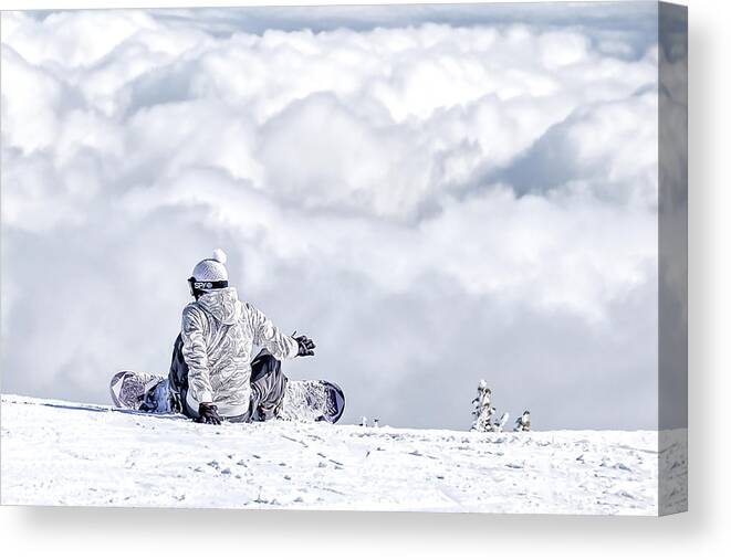 Activity Canvas Print featuring the photograph Above The Clouds by Maria Coulson