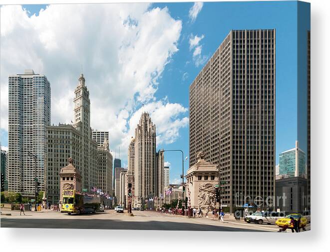 Chicago Canvas Print featuring the photograph In the Middle of Wacker and Michigan by David Levin