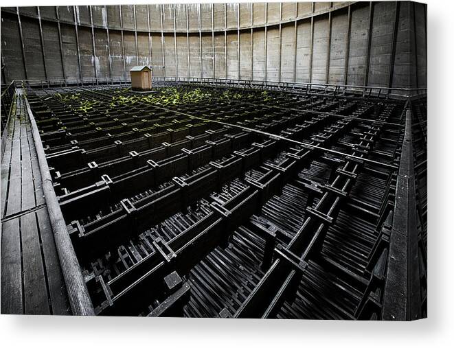 Belgium Canvas Print featuring the photograph Inside of cooling tower - industrial decay by Dirk Ercken