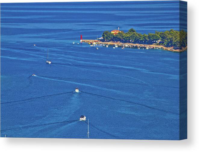 Bay Canvas Print featuring the photograph Island of Cres bay aerial view by Brch Photography