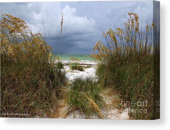 Beach Canvas Print featuring the photograph Island Trail out to the Beach by Barbara Bowen