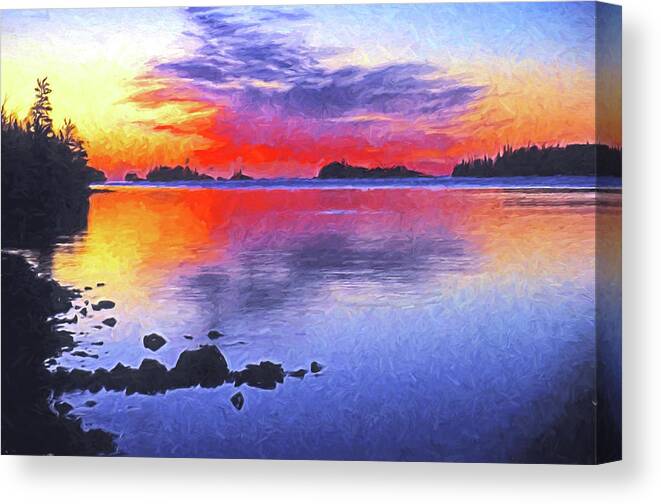 Lakes Canvas Print featuring the digital art Isle Royale Dawn by Dennis Cox Photo Explorer