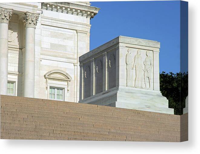 Tomb Canvas Print featuring the photograph It Stands Alone -- The Tomb of the Unknown Soldier by Cora Wandel