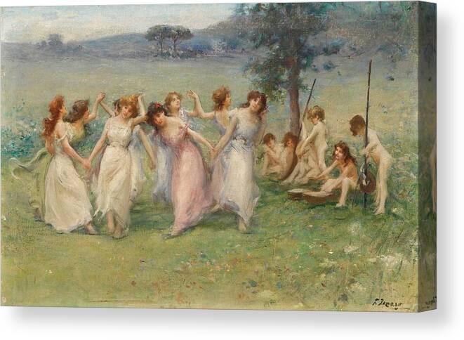 Fausto Zonaro 1854 - 1929 Italian Allegory Of Spring Canvas Print featuring the painting Italian Allegory Of Spring by MotionAge Designs