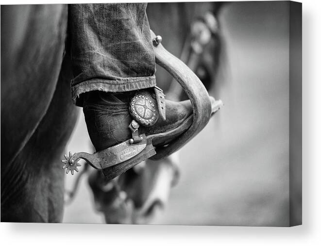 Three Bars Ranch Canvas Print featuring the photograph I've Got Spurs - Three Bars Ranch by Ryan Courson