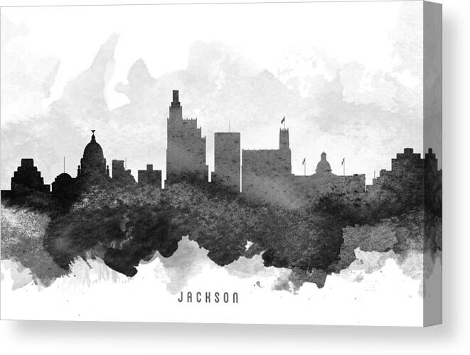 Jackson Canvas Print featuring the painting Jackson Cityscape 11 by Aged Pixel