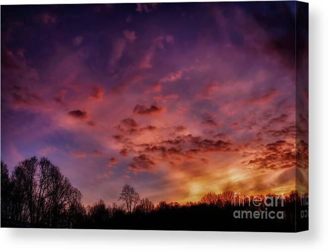 Sunset Canvas Print featuring the photograph January Appalachian Sunset Afterglow by Thomas R Fletcher