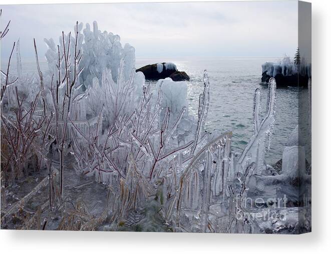 Lake Superior Canvas Print featuring the photograph January Ice by Sandra Updyke