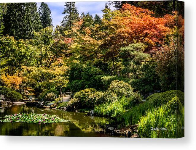 Japanese Gardens Canvas Print featuring the photograph Japanese Gardens Seattle by Claudia Abbott