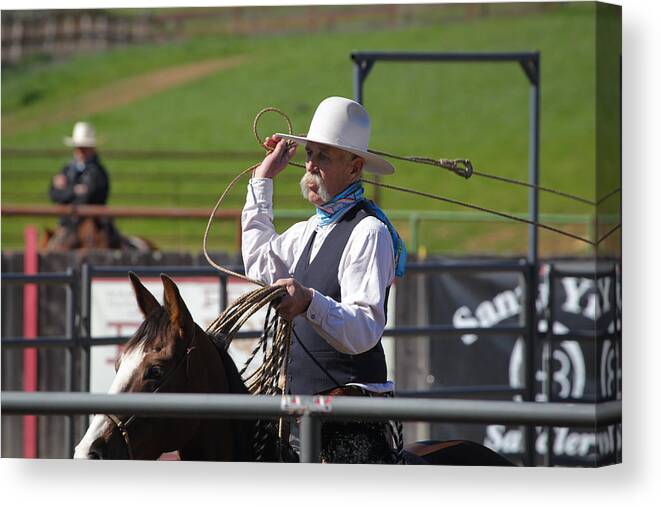 Riata Roping 2013 Canvas Print featuring the photograph Jay Harney 1 by Diane Bohna