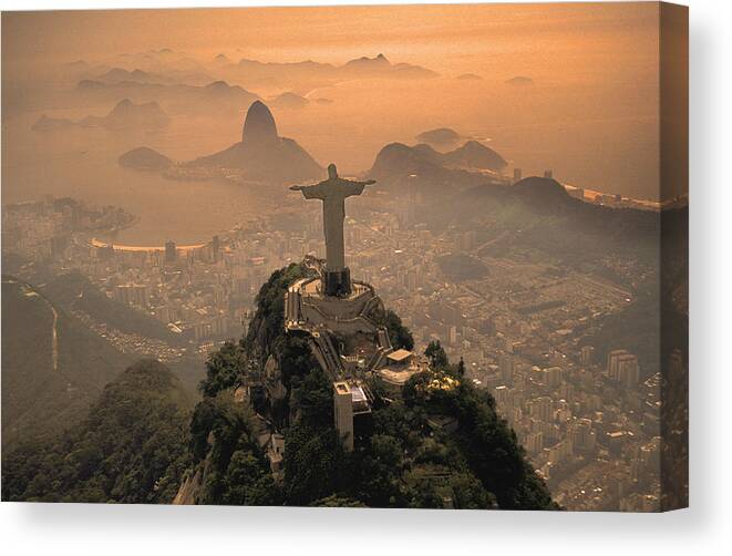 Jesus Canvas Print featuring the photograph Jesus in Rio by Christian Heeb