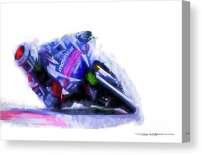 Motogp Canvas Print featuring the digital art Jorge Lorenzo Yamaha by Roger Lighterness