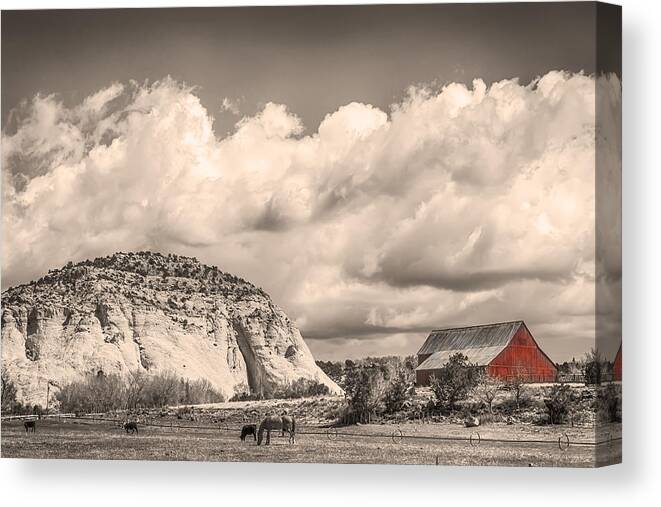 Barns Canvas Print featuring the photograph Just an Old Western Landscape by James BO Insogna