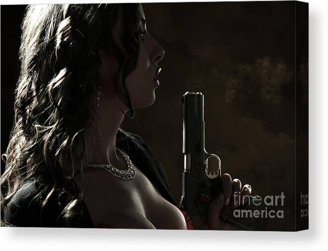 Colt Canvas Print featuring the photograph Just Shot that 45 by David Bazabal Studios