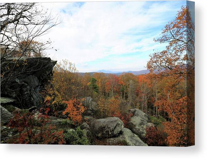 Photosbymch Canvas Print featuring the photograph Jutting Raven Rocks in Autumn by M C Hood