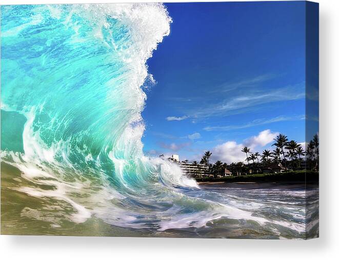 Maui Hawaii Shorebreak Sheraton Kaanapali Canvas Print featuring the photograph Kaanapali Slab by James Roemmling