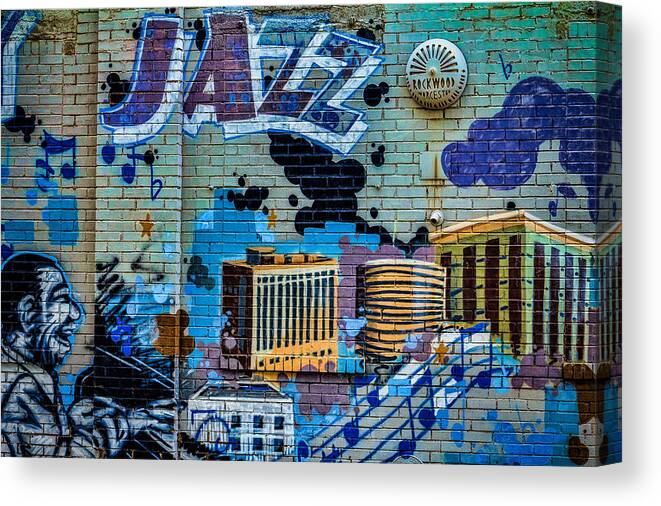 Steven Bateson Canvas Print featuring the photograph Kansas City Jazz Mural by Steven Bateson