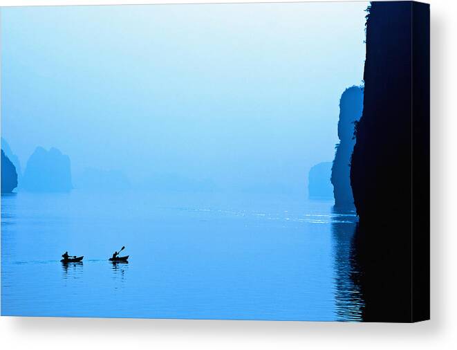 Halong Bay Canvas Print featuring the photograph Kayaking by Skip Nall