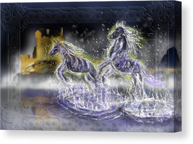 My Take On The Kelpies Of Scottish Legend Canvas Print featuring the painting Kelpies by Rob Hartman