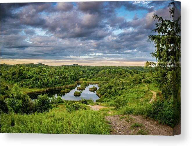 Eastern Kentucky Canvas Print featuring the photograph Kentucky Hills and Lake by Lester Plank
