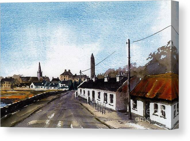  Canvas Print featuring the painting Killala Village Mayo by Val Byrne