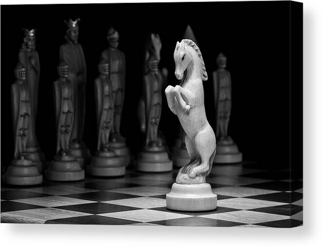 Chess Canvas Print featuring the photograph King's Court - The Valiant Knight by Tom Mc Nemar