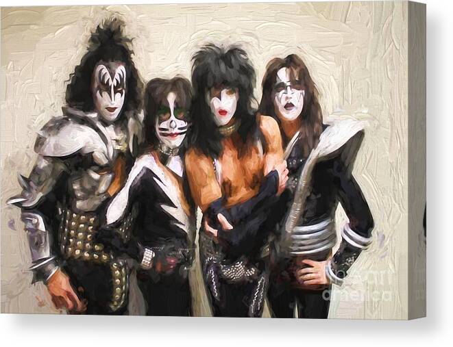 Kiss Canvas Print featuring the digital art Kiss Band by Steven Parker