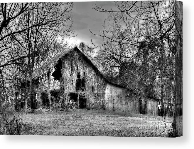 Barn Canvas Print featuring the photograph Kudzu Covered Barn in the Mississippi Delta by T Lowry Wilson
