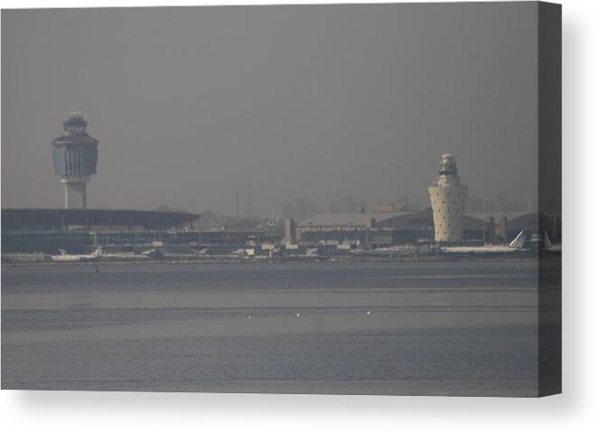 La Guardia Airport Canvas Print featuring the photograph La Guardia from The Bronx by Christopher J Kirby