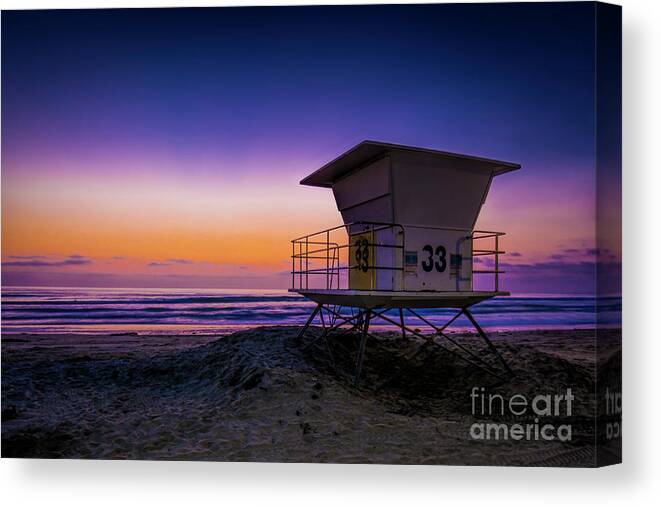 La Jolla Canvas Print featuring the photograph La Jolla Beach Sunset by Ken Johnson